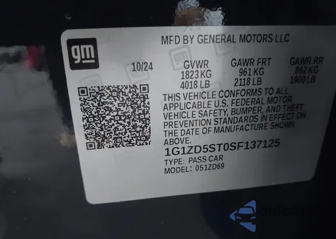 2025 Chevrolet Malibu Fwd 1Lt z USA, uszkodzony, nr VIN 1G1ZD5ST0SF137125